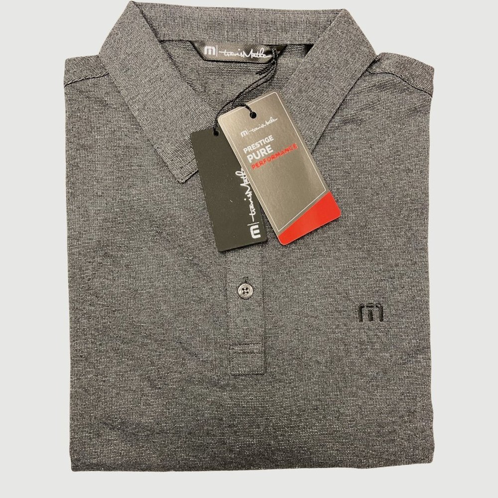 Travis Mathew Men's Golf Polo UPGRADE Heather Black
